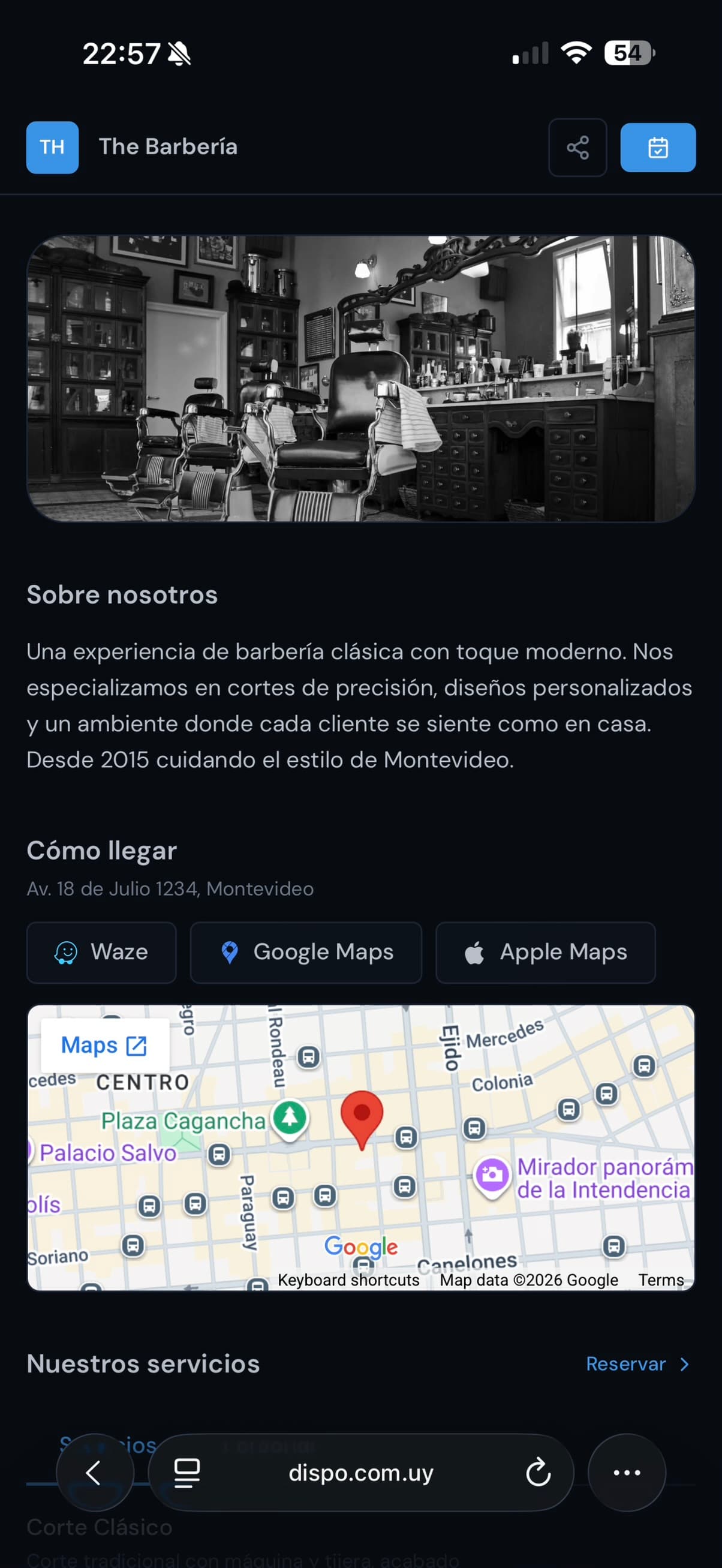 Página principal del negocio en Dispo